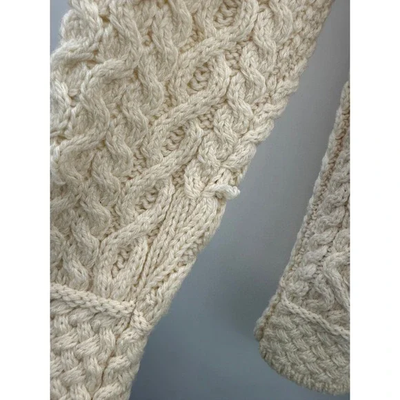 Aran Crafts Sweater Womens XS Cream 100% Merino Wool Cable Knit Turtleneck - Picture 4 of 6